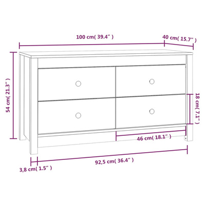 Komoda, 100x40x54 cm, lite drewno sosnowe