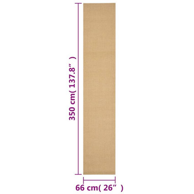 vidaXL Dywanik, naturalny sizal, 66x350 cm