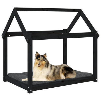 vidaXL Legowisko dla psa, czarne, 101x70x90cm, lite drewno sosnowe