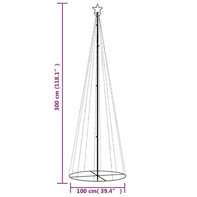 vidaXL Choinka stożkowa, 310 zimnych białych LED, 100x300 cm