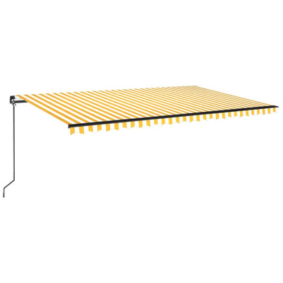 Ręcznie zwijana markiza z LED, 500x350 cm, żółto-biała
