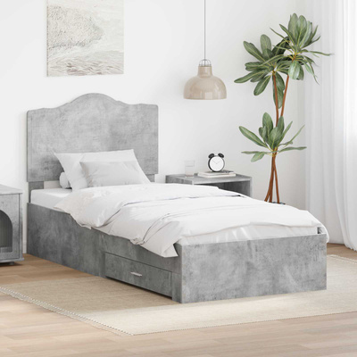 Ramka łóżka Betonowy szary 100 x 200 cm Drewno inżynieryjne