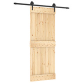Drzwi przesuwne 80 x 210 cm Lite Drewno Sosnowe (Nieobrobione)