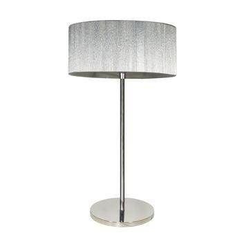 Lampka nocna Solo srebrna z abażurem metalowa lampa stołowa