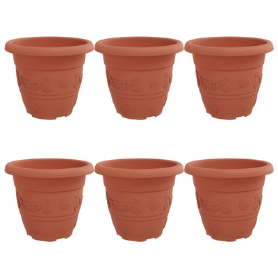 Okrągła doniczka na kwiaty 6 pcs Czerwony ceglasty ? 22 x 18 cm