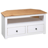 vidaXL Narożna szafka pod TV, biała, 93x49x49 cm, sosna, seria Panama