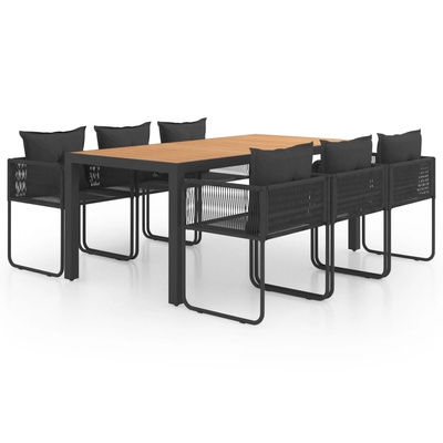 7-częściowy zestaw mebli ogrodowych, rattan PVC, czarno-brązowy
