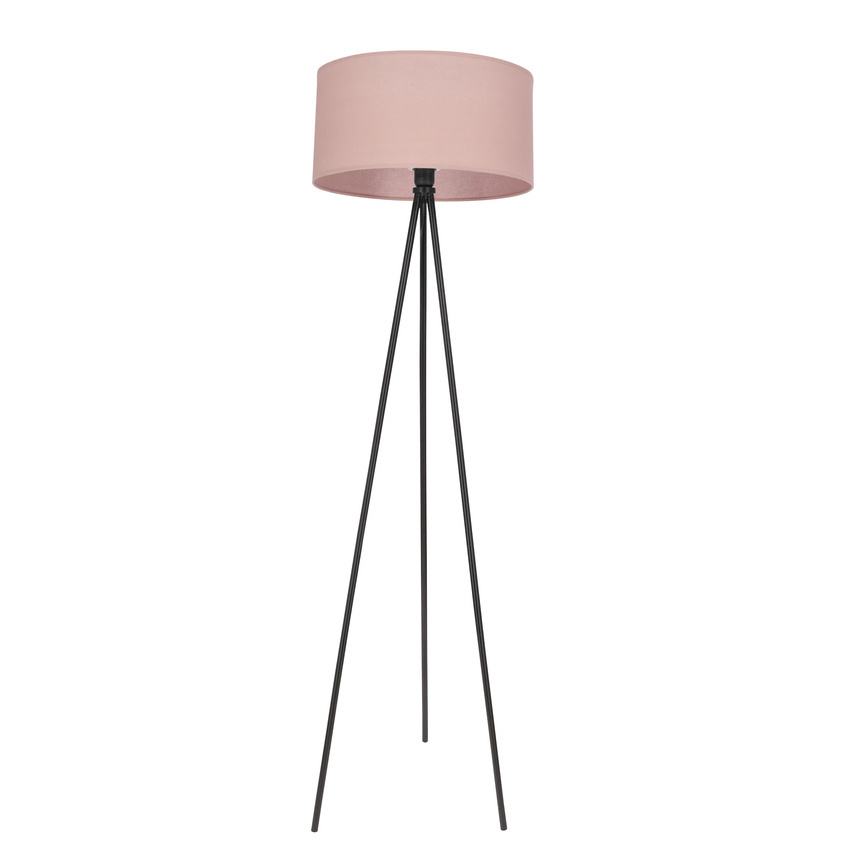 SHANTI lampa podłogowa czarny 1x40W E27 abażur jasny wrzosowy 51-38715