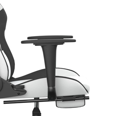 vidaXL Masujący fotel gamingowy z podnóżkiem, biało-czarny model standard