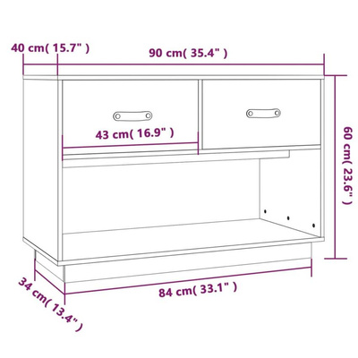 vidaXL Szafka pod TV, czarna, 90x40x60 cm, lite drewno sosnowe