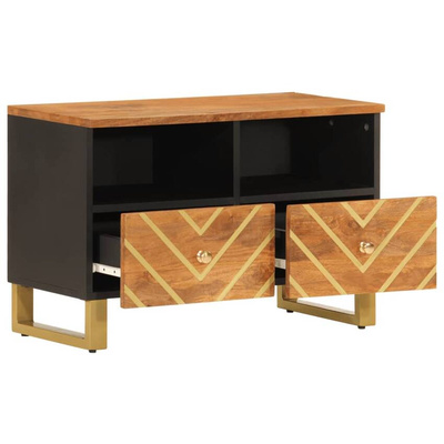 vidaXL Szafka pod TV, brązowo-czarna 70x33,5x46 cm, lite drewno mango
