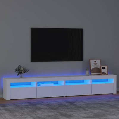 vidaXL Szafka pod TV z oświetleniem LED, biała, 240x35x40 cm