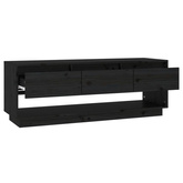 vidaXL Szafka pod TV, czarna, 110,5x34x40 cm, lite drewno sosnowe