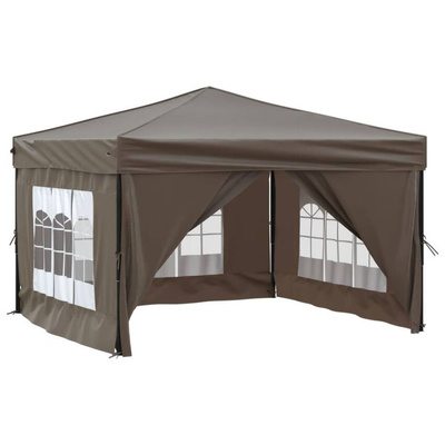 vidaXL Składany namiot imprezowy ze ściankami, taupe, 3x3 m