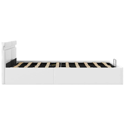 vidaXL Rama łóżka z podnośnikiem i LED, biała, ekoskóra, 120 x 200 cm