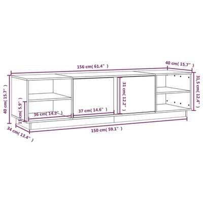 vidaXL Szafka pod TV, czarna, 156x40x40 cm, lite drewno sosnowe