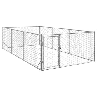 Buda dla psa na zewnątrz z drzwiami 2x4x1 m, ocynkowana stal