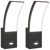 Zewnętrzne kinkiety LED z czujnikami, 2 szt., czarne, aluminium