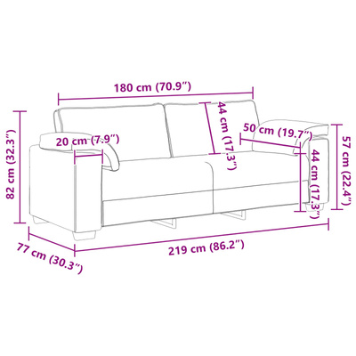 Sofa 3-osobowa Szary chmur 220 cm tkanina