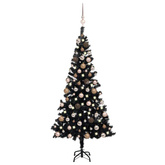 vidaXL Sztuczna choinka z lampkami i bombkami, czarna, 120 cm, PVC