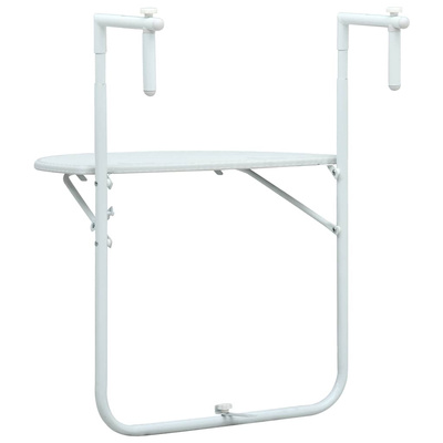 vidaXL Wiszący stolik balkonowy, biały, 60x64x83,5 cm, plastikowy