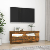 vidaXL Szafka pod TV z oświetleniem LED, przydymiony dąb, 100x35x40 cm