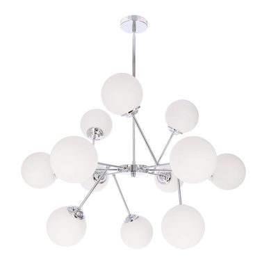 BELWEDER lampa wisząca chromowy 12x40W E14 klosz biały 30-39828