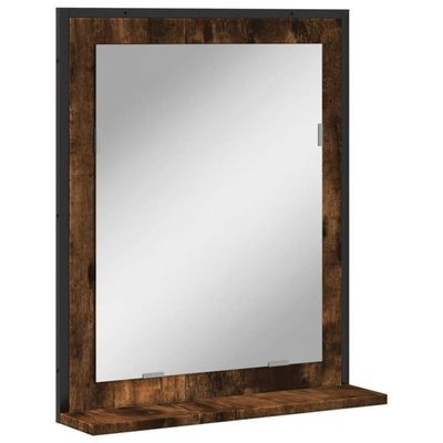 vidaXL Lustro łazienkowe z półką, przydymiony dąb, 50x12x60 cm