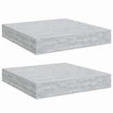 vidaXL Półki ścienne, 2 szt., szarość betonu, 23 x 23,5 x 3,8 cm, MDF