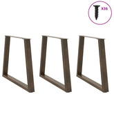 Nogi do stołu jadalnego w kształcie litery V 3 szt. Naturalna stal 70x(72-73,3) cm Stal