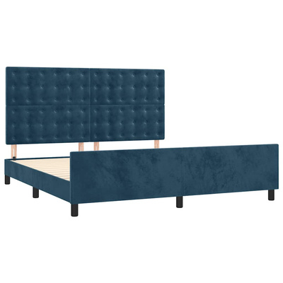 vidaXL Rama łóżka z zagłówkiem, ciemnoniebieska, 180x200 cm, aksamitna model standard