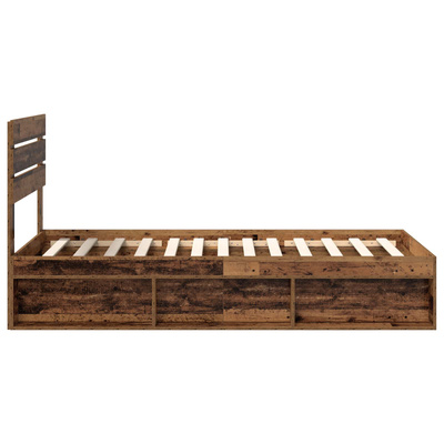 Ramka łóżka Stare drewno 75 x 190 cm Lite drewno sosnowe
