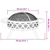 vidaXL Palenisko z pogrzebaczem, 70 cm, XXL, stal