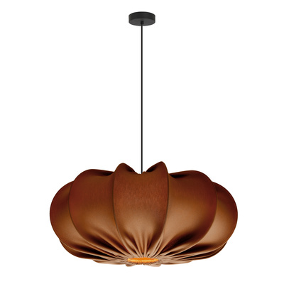 Lampa wisząca CAFEE' skandynawska z abażurem brązowym mokka 52 cm - minimalistyczne oświetlenie sufitowe w stylu japandi E27