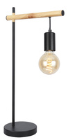 Lampka nocna Izzy loft czarno-drewniana lampka biurkowa E27