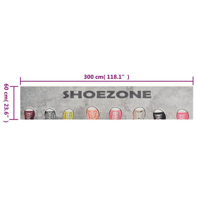 vidaXL Dywanik kuchenny, wzór Shoezone, 60x300 cm, aksamitny