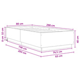 Łóżko z ramą z LED Szary Sonoma 80 x 200 cm Drewno inżynieryjne