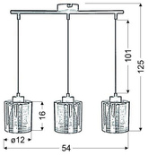 Lampa wisząca sufitowa chromowa szklana 3x60W Cox Candellux 33-53886