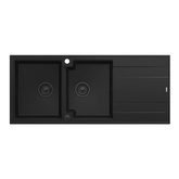 EVAN 121 GraniteQ zlewozmywak z syfonem Push To Open 2-komorowy z/o (1160x500x210; kom. 420x340) pure carbon / elementy pure carbon