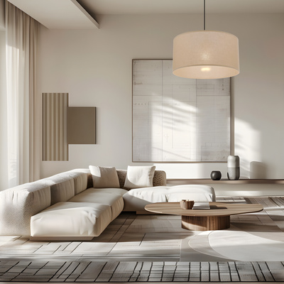Lampa wisząca z abażurem Shanti beżowa do sypialni E27