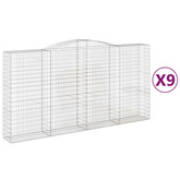 Kosze gabionowe, 9 szt, 400x50x200/220 cm, galwanizowane żelazo