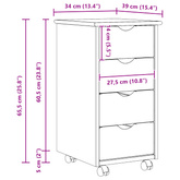 Rolkowa szafka 34 x 39 x 65,5 cm Lite drewno sosnowe Szary