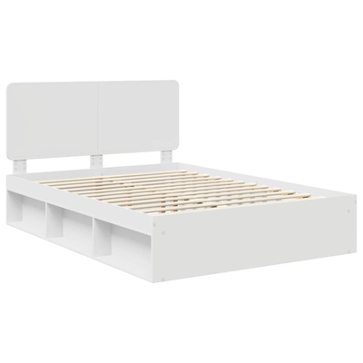Ramka łóżka Z zagłówkiem Biały 140 x 190 cm Lite drewno sosnowe