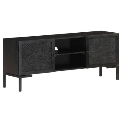 vidaXL Szafka pod TV, czarna, 115x30x46 cm, lite drewno mango