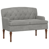 Sofa dwuosobowa z guzikowym pikowaniem jasnoszary Welur