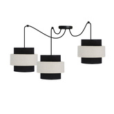 Lampa wisząca z abażurem Benta czarna potrójna do salonu abażur czarny kremowy