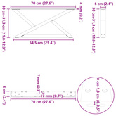 Nogi do stolika kawowego 2 szt. Antracyt 70x(30-31,3) cm Stal