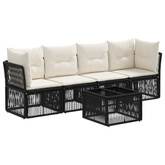 Zestaw Sof na Ogród 5 szt. Czarny polirattan