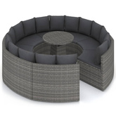 9-częściowa sofa do ogrodu, z poduszkami, polirattan, szara