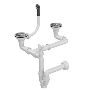 Odpływ zatyczkowy 3 1/2" z syfonem 2-komorowy stal szlachetna (GRANIT-pionowy), save space (12G14GR6-P2A-BS)